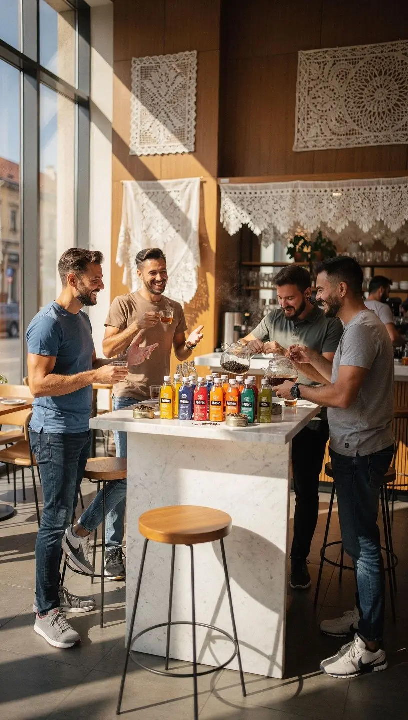 Muškarac uživa u šolji čaja, osjećajući energiju i vitalnost.