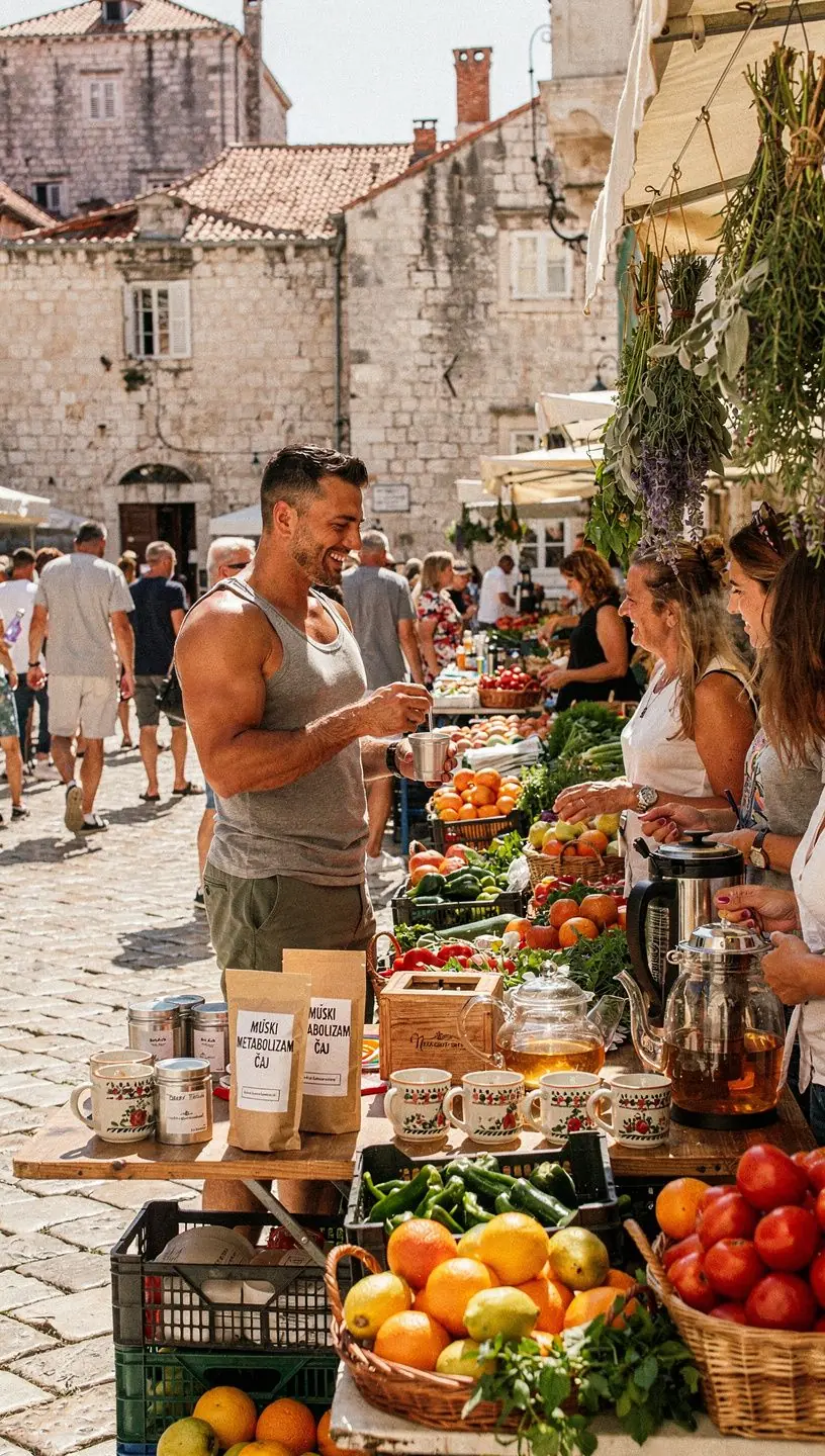 Sastojci čaja prikazani na stolu, ističući prirodne elemente.